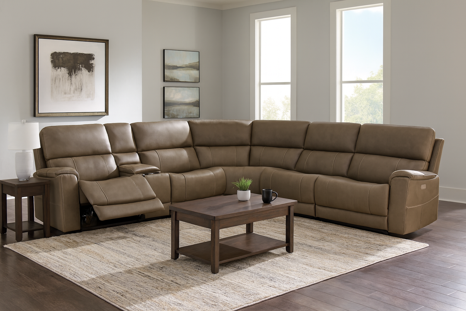 Moto Motion Faraday 6-Piece Triple Power Sectional - Cappucino