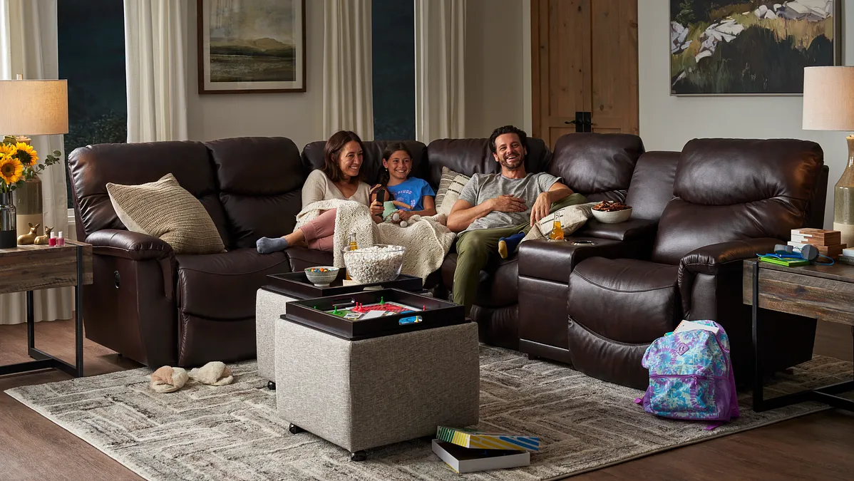 La-Z-Boy Sectional with family having family movie night.