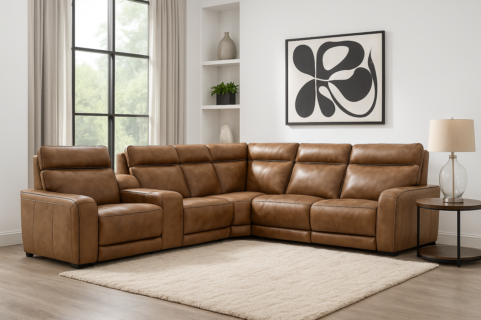 Moto Motion Venetian Honey Six Piece Sectional W/ Immersive Sound