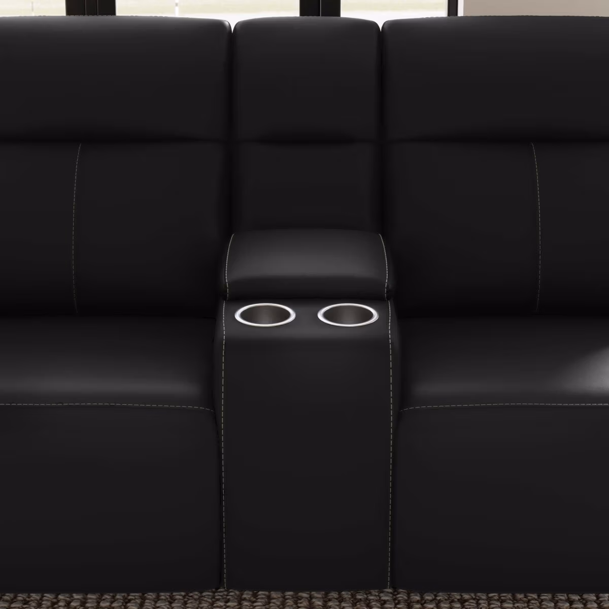 Walter Coal Leather Power Reclining Loveseat with Console & Power Headrests - Image 6