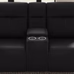Walter Coal Leather Power Reclining Loveseat with Console & Power Headrests - Image 6