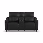 Walter Coal Leather Power Reclining Loveseat with Console & Power Headrests - Image 4