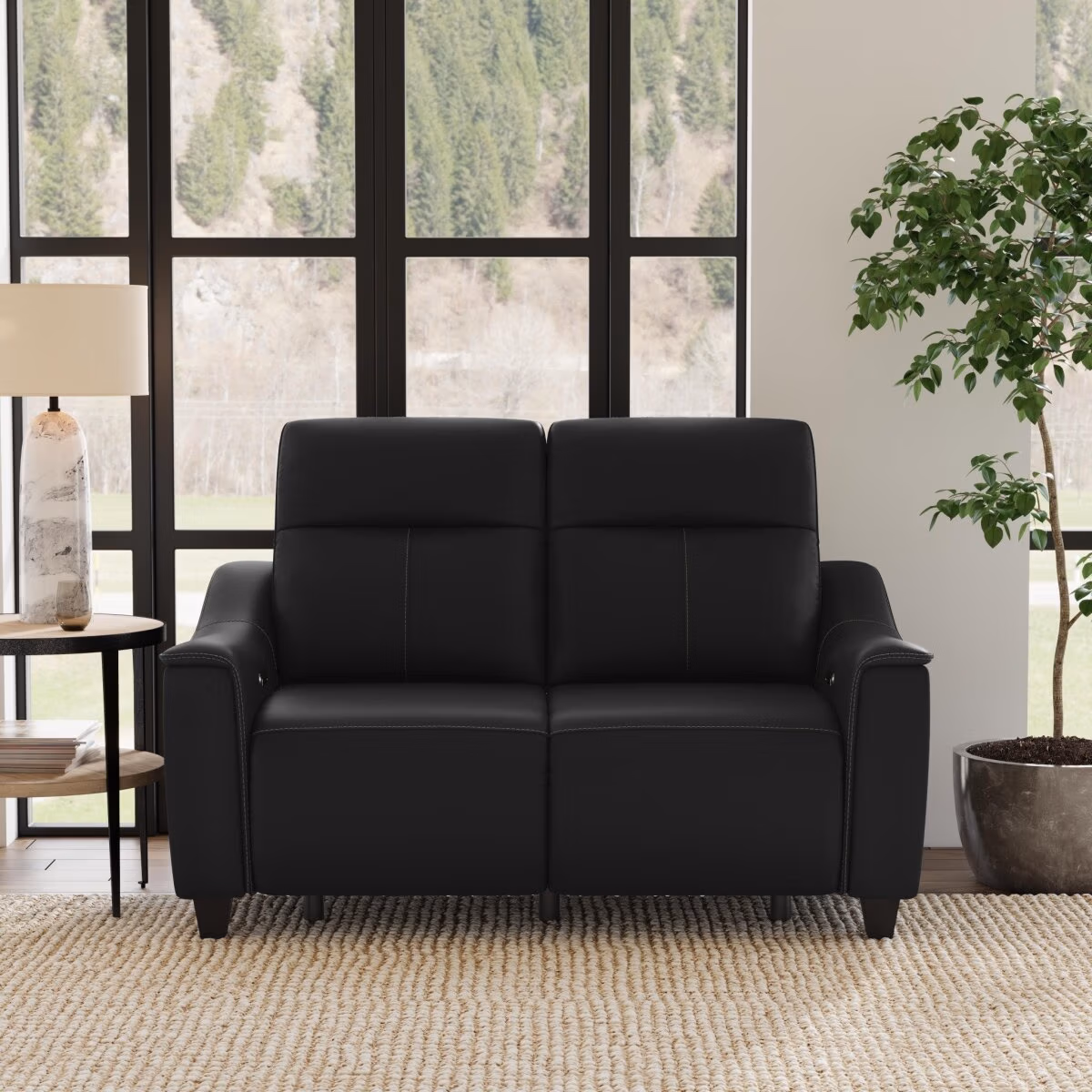 Walter Coal Leather Power Reclining Loveseat with Power Headrests - Image 6