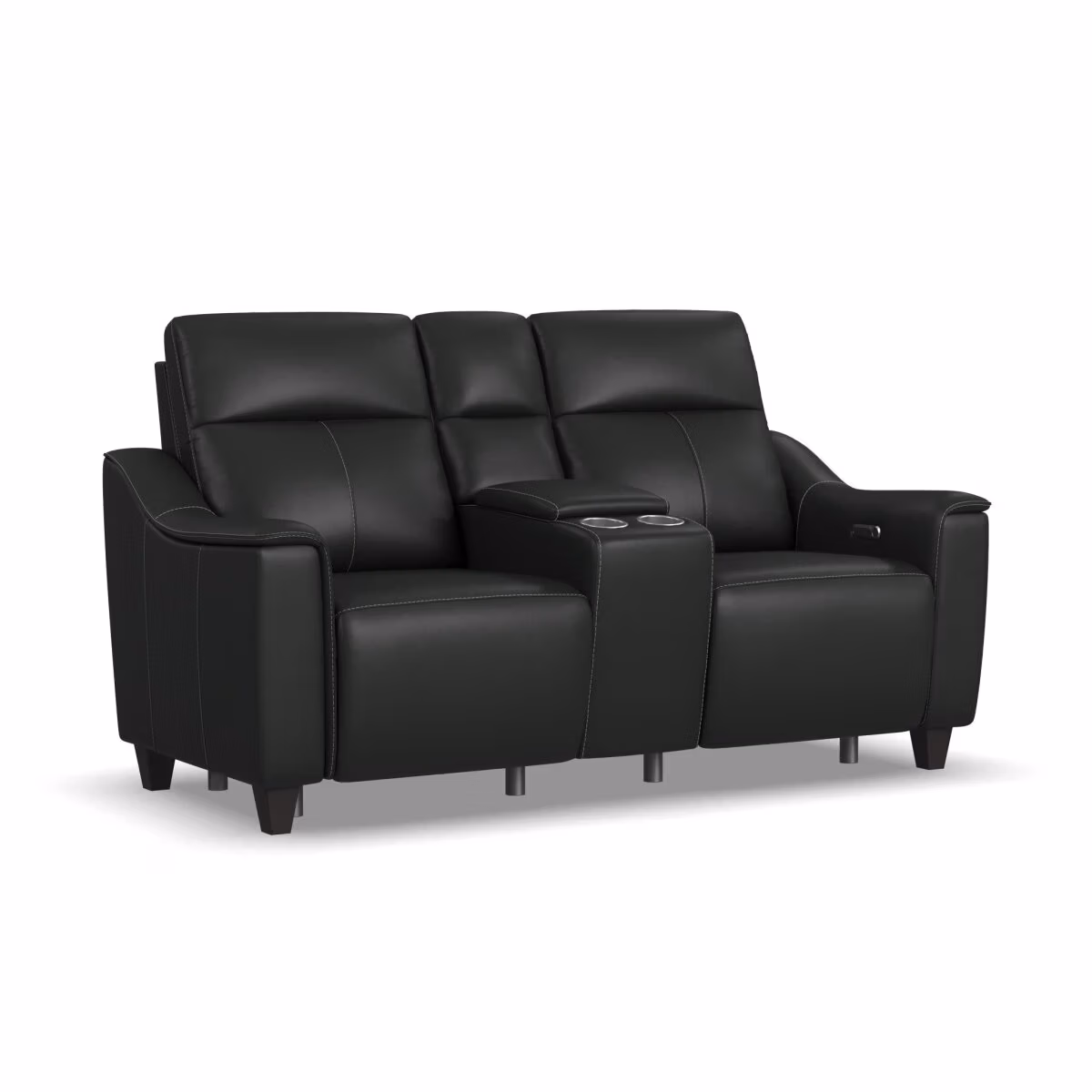 Walter Coal Leather Power Reclining Loveseat with Console & Power Headrests - Image 2