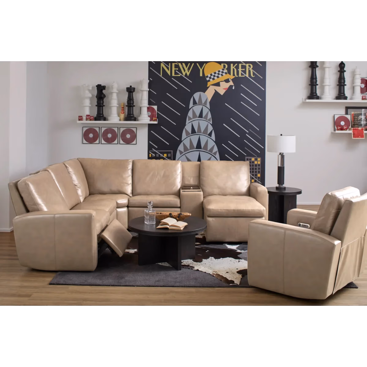 Aria Fawn Leather Power Reclining Sectional - Image 12