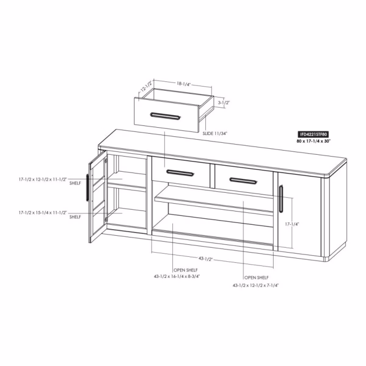 Balam 2 Drawer & 2 Door TV Stand, 80" for Fireplace - Image 13