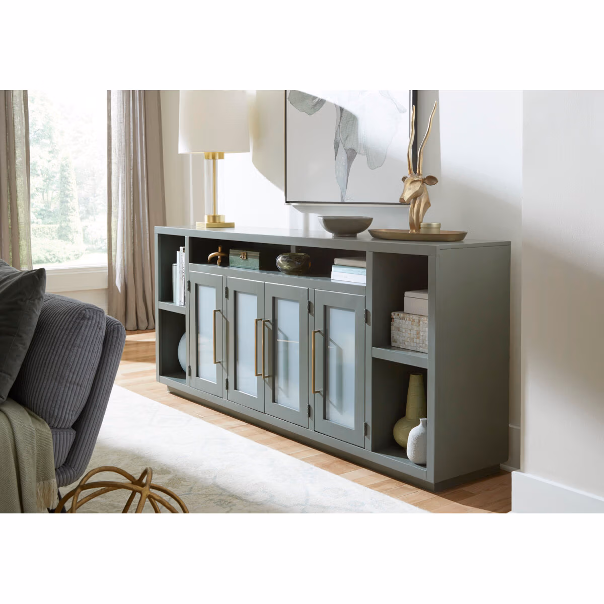 Perry 84" Console W/ 4 Doors MAA1260-GRN - Image 5