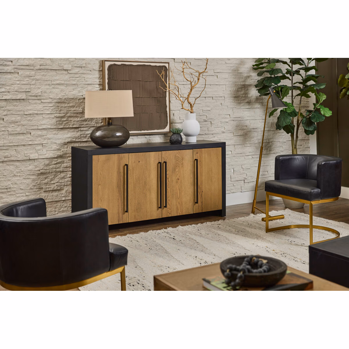 Edison 64" Console W/ 4 Doors KEE1240SST-BLK - Image 3