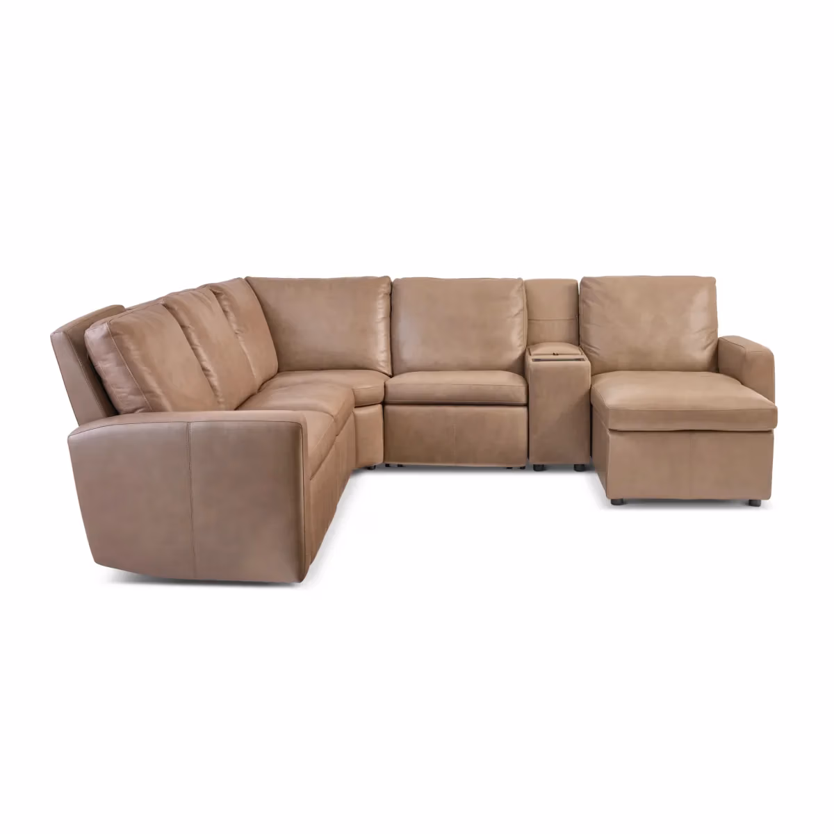 Aria Fawn Leather Power Reclining Sectional - Image 4