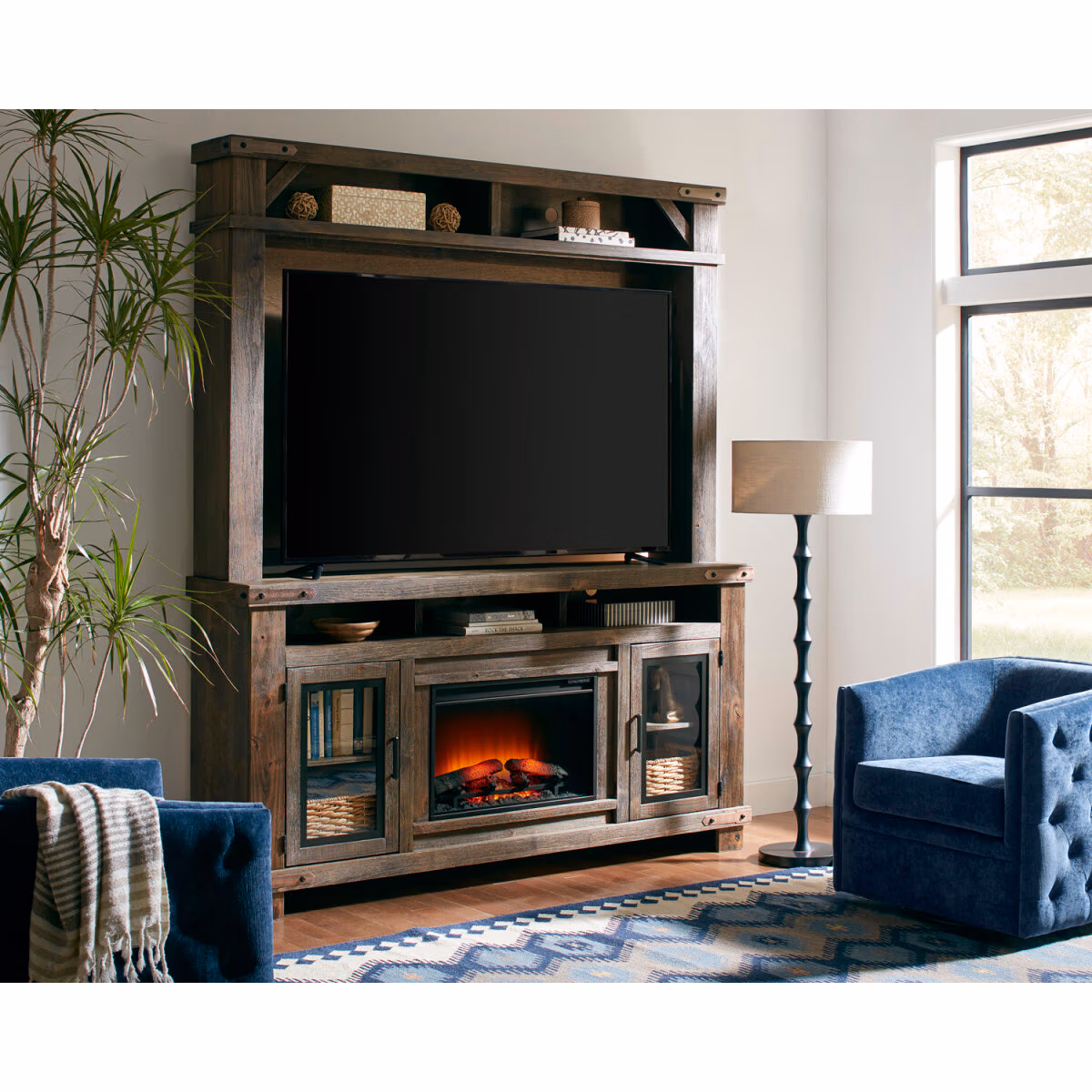 Sawyer 79" Fireplace Console & Hutch MO1250H-MBL - Image 3