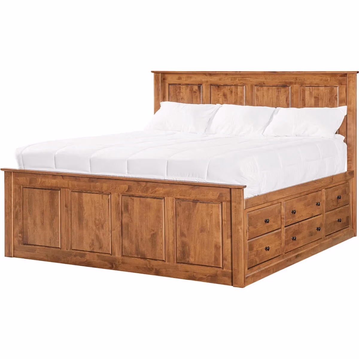 Shaker Chest Bed Shaker King Chest Bed - Tall 6 Drawer / 3 Drawer Pedestal & Raised Panel HB / FB - 60470 - Image 4