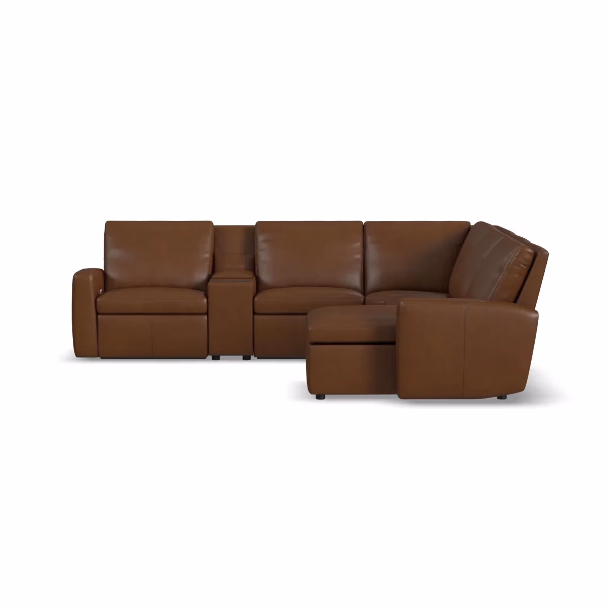 Aria Fawn Leather Power Reclining Sectional - Image 9