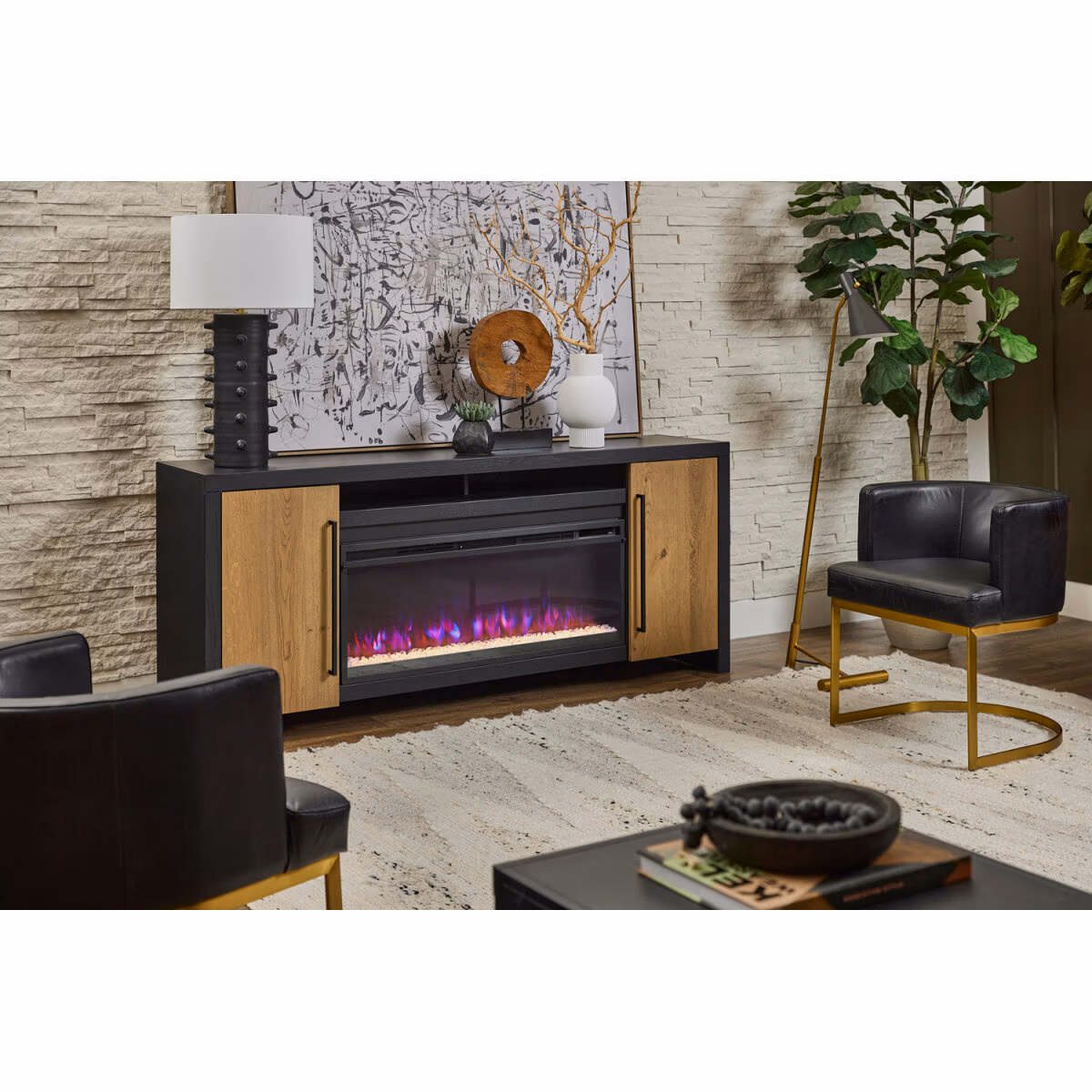 Edison 77" Fireplace Console W/ 42" Insert KEE1950SST-BLK - Image 4