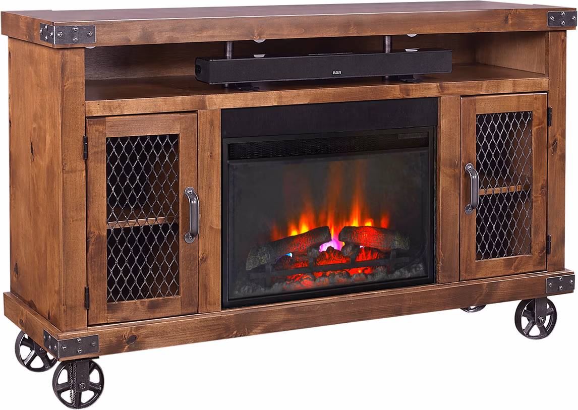 Industrial 62" Highboy Fireplace Console