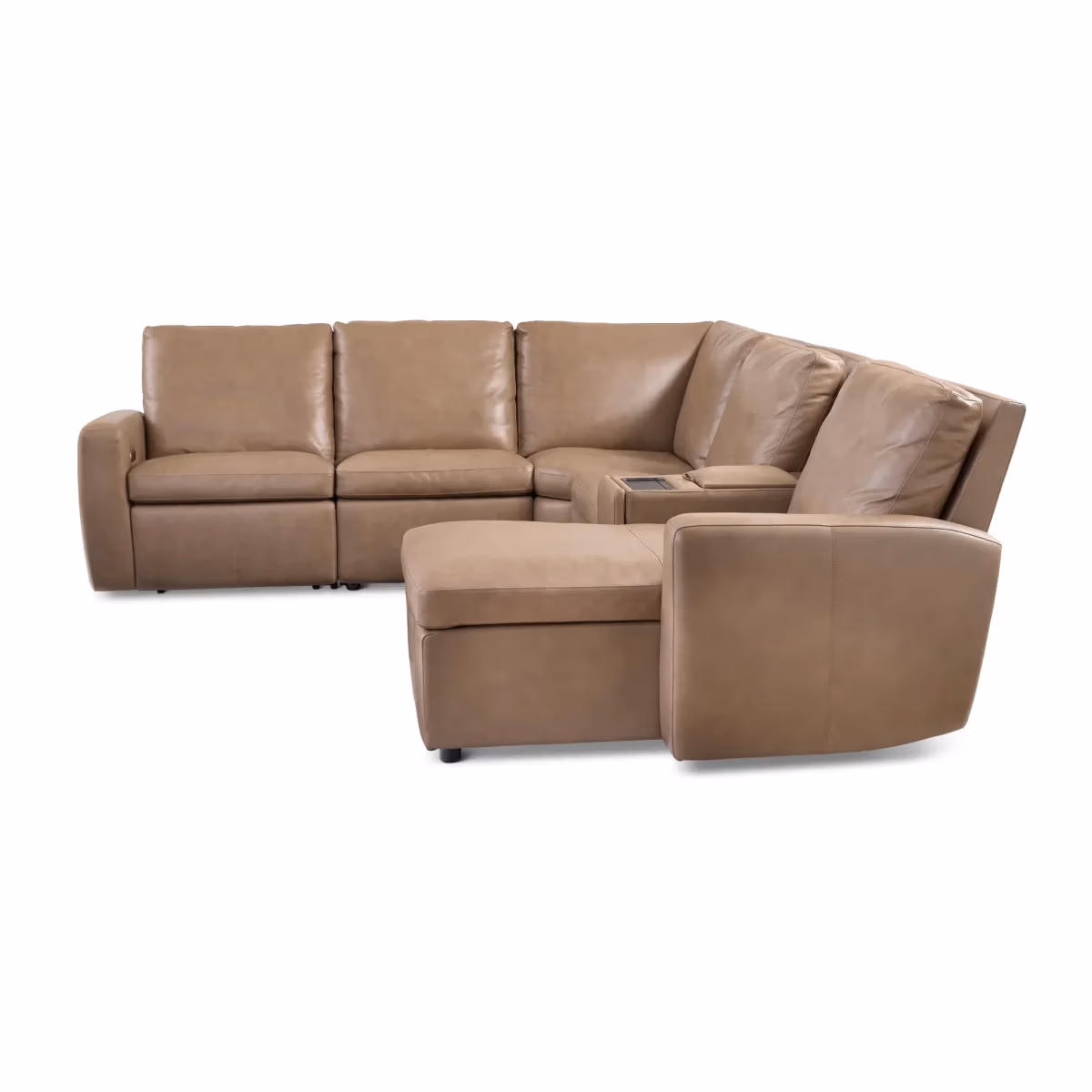 Aria Fawn Leather Power Reclining Sectional - Image 5