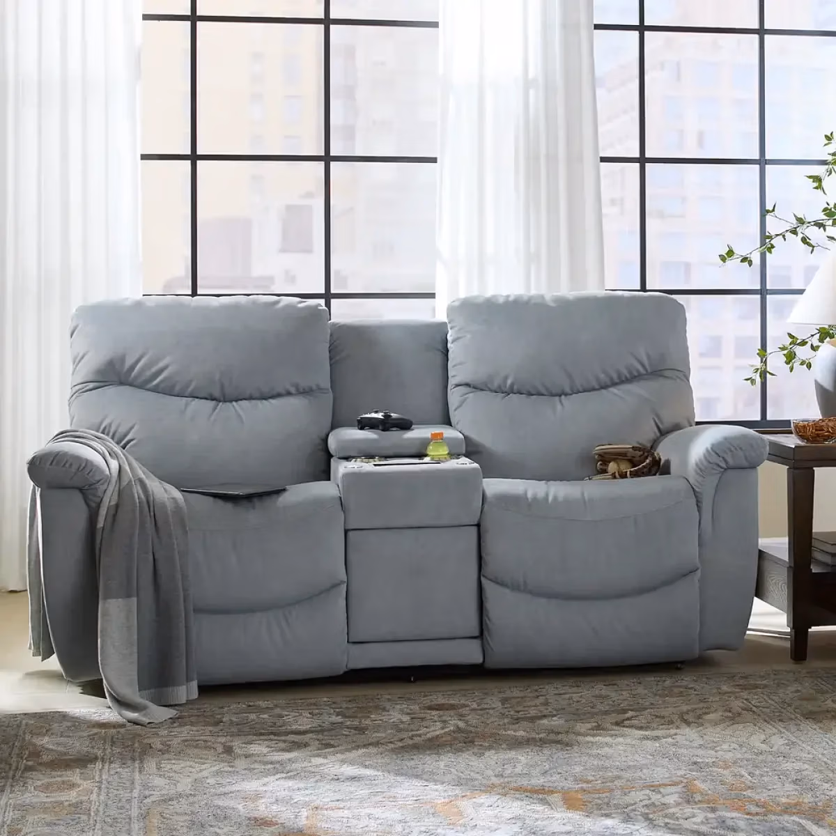 James Power Reclining Loveseat w/ Headrest & Console - U49521 - Image 3