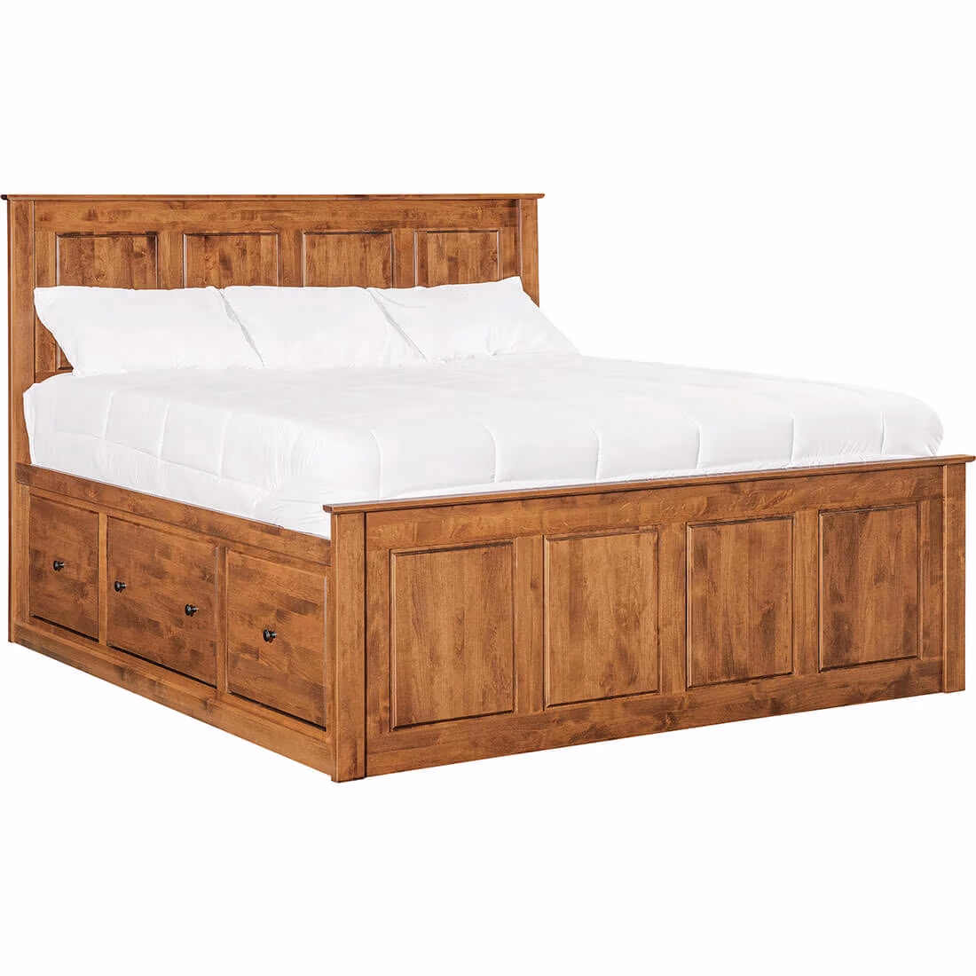 9ad873448ad0ba54b6d14bbd46de6a1b Shaker Chest Bed Shaker King Chest Bed - Tall 6 Drawer / 3 Drawer Pedestal & Raised Panel HB / FB - 60470 - Image 1