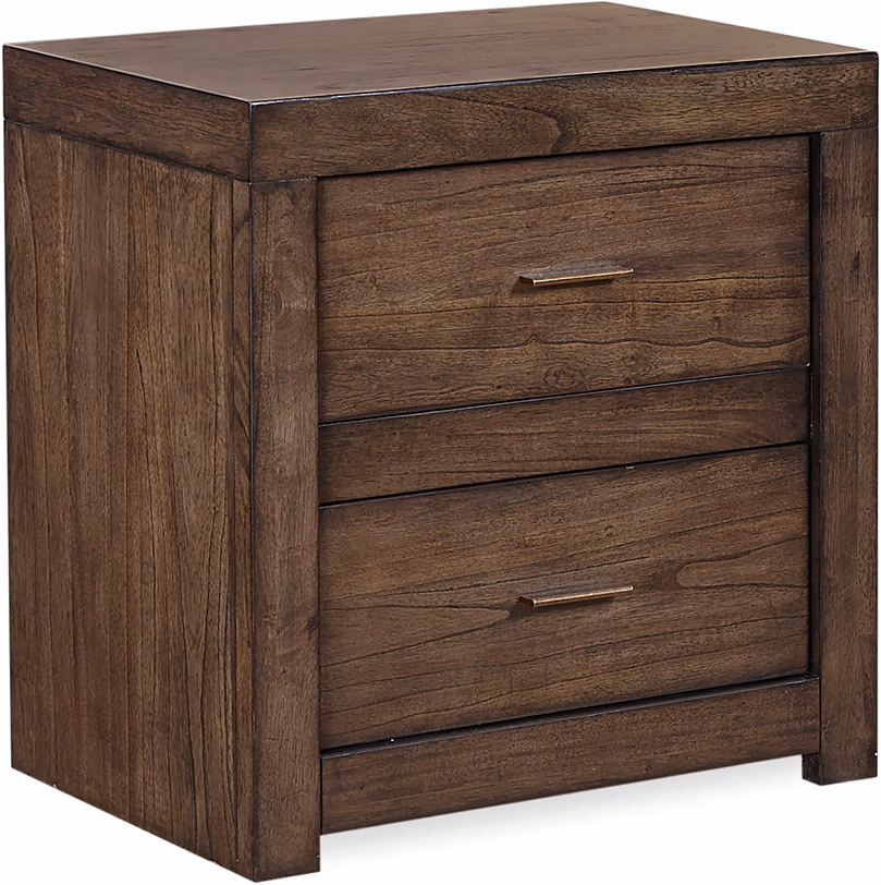 Modern Loft 2 Drawer Nightstand W/ Power IML-450-BRN-1 IML-450-BRN-1