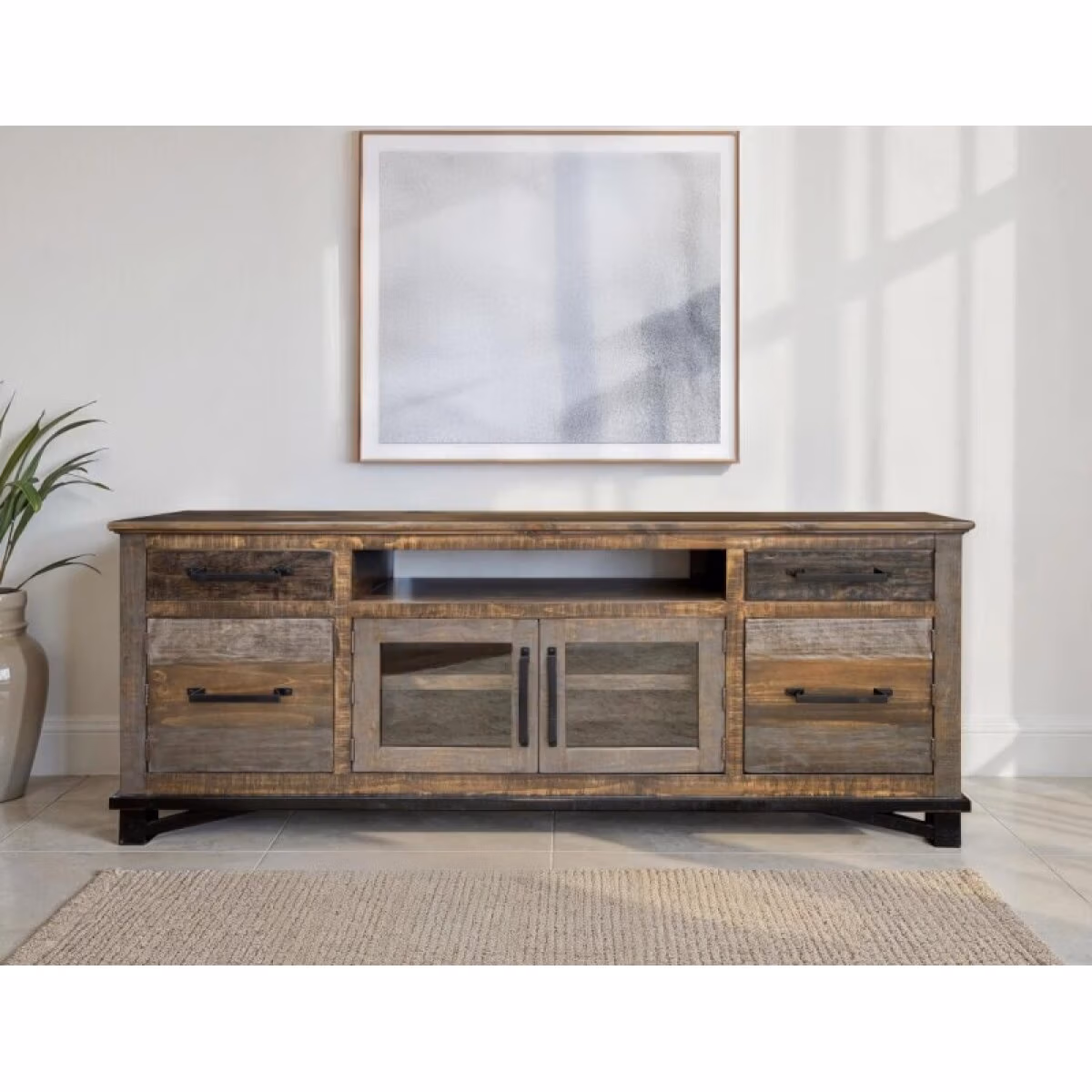 Loft Brown 2 Drawer, 4 Doors 76" TV Stand - Image 4