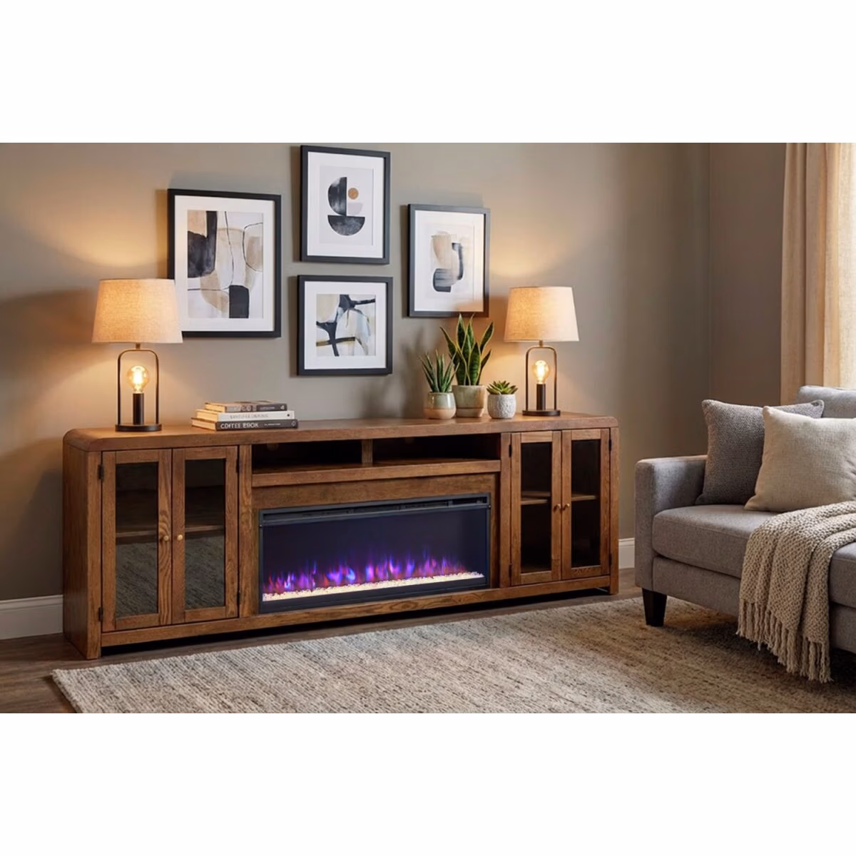 Cooper 96" Fireplace Console KOO1970-DKC - Image 7