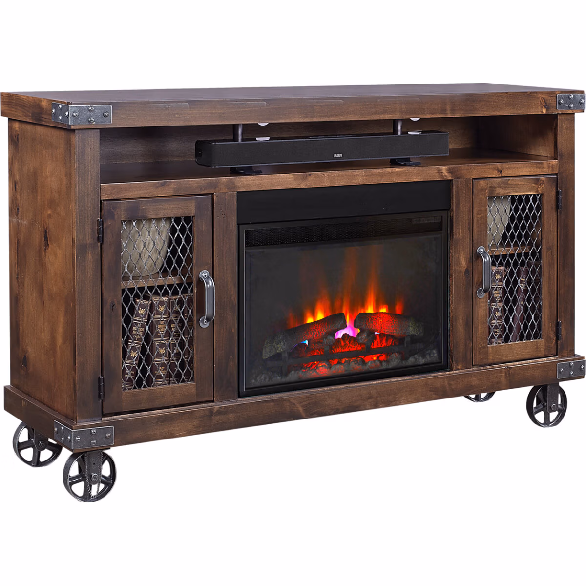 Industrial 62" Highboy Fireplace Console - Image 5