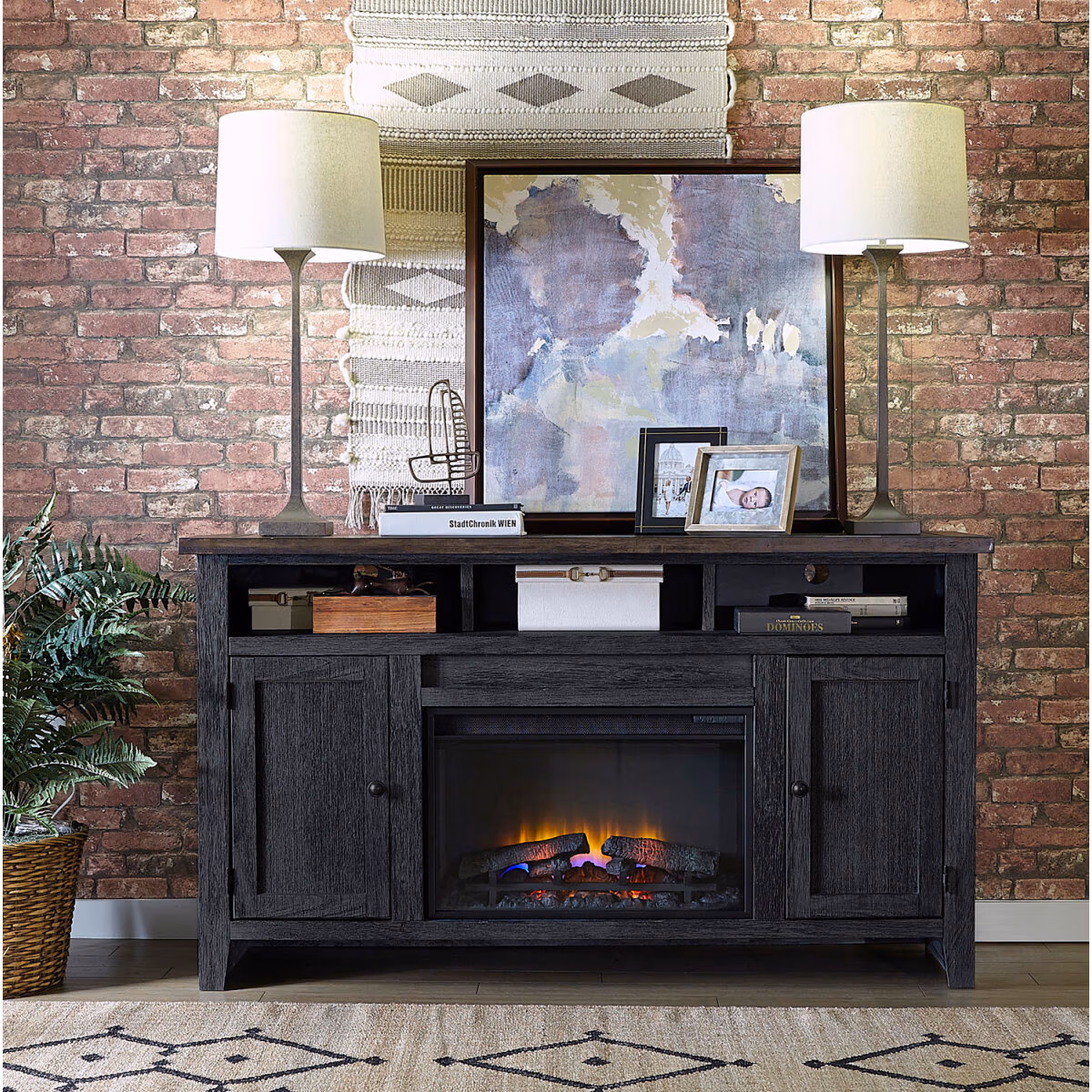 Eastport 65" Fireplace Console W/ 2 Doors WME1901-DBK WME1901-DBK - Image 3