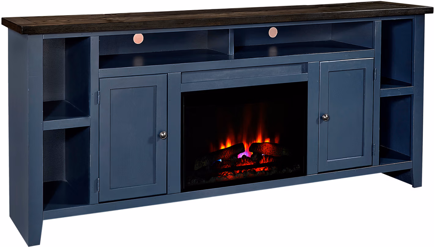 e38a928de7a47634a239cac798f2a6ee Eastport 84" Fireplace Console W/ 2 Doors WME1902-DBK - Image 1