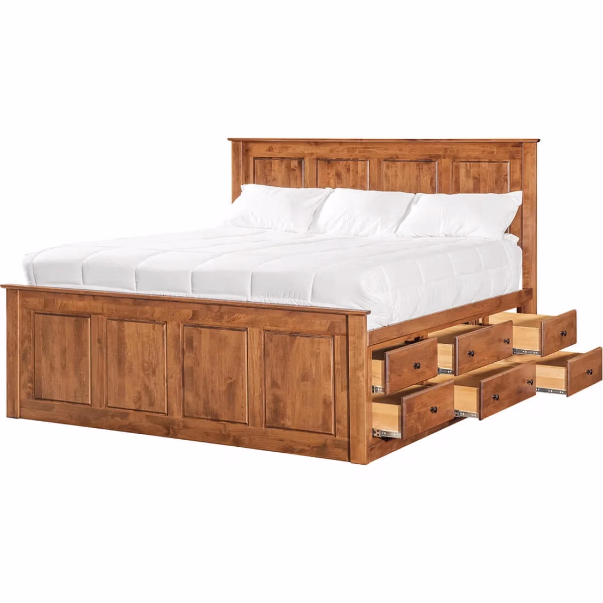 Shaker Chest Bed Shaker King Chest Bed - Tall 6 Drawer / 3 Drawer Pedestal & Raised Panel HB / FB - 60470 - Image 5
