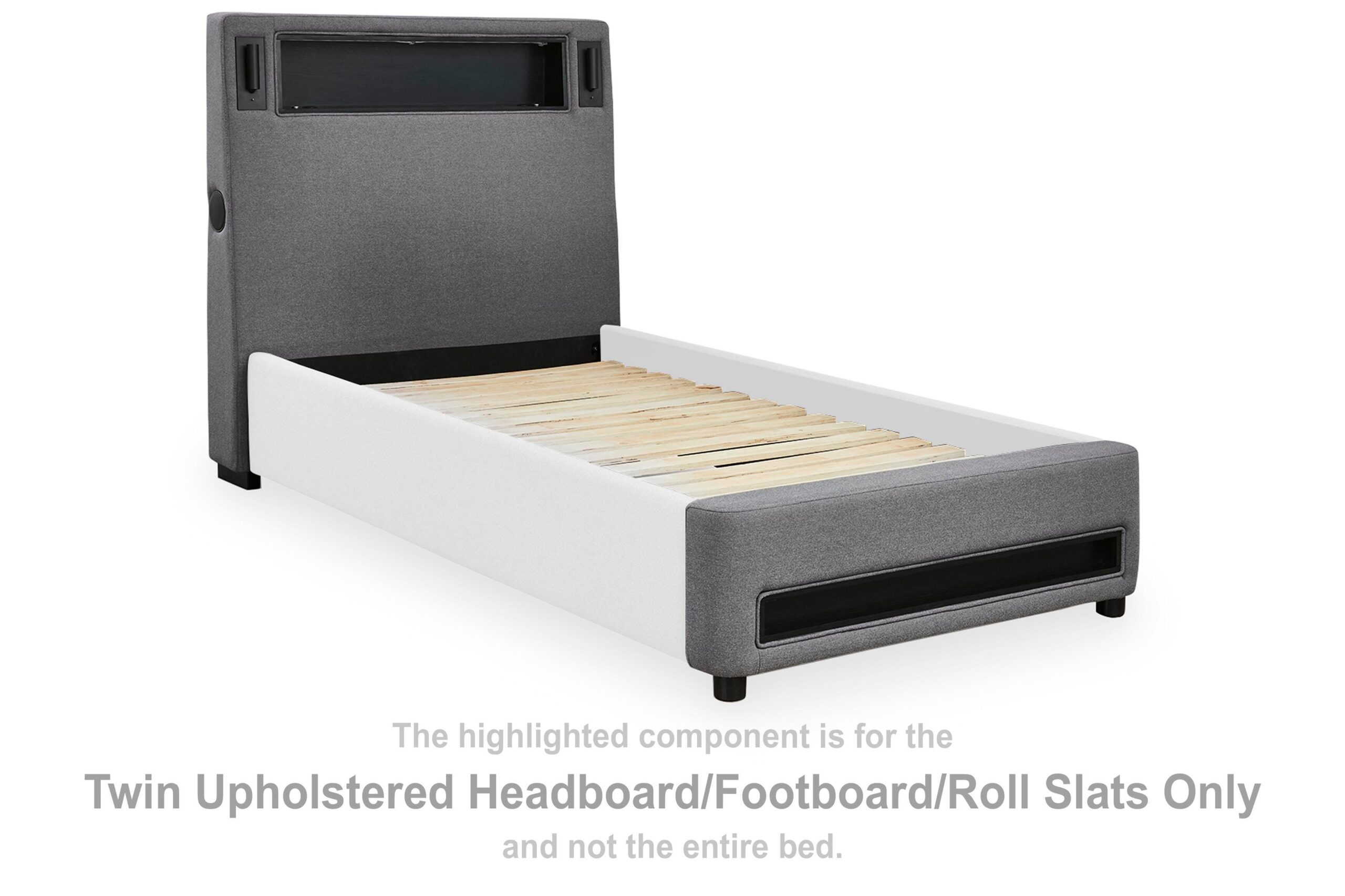 59ba6f7f24e82529894bb58bcdb55518 Verishaw Twin Upholstered Headboard/Footboard/Roll Slats - Image 1