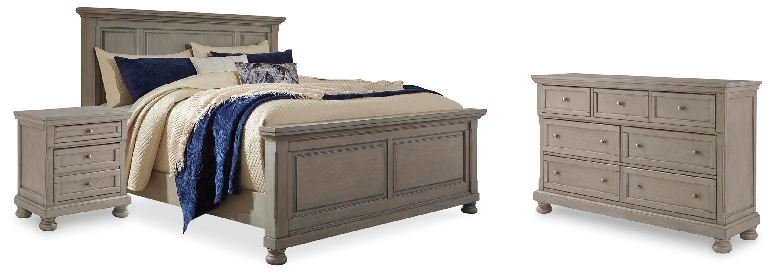 745277c8a35fc9818e5eec1371c6f350 Lettner Queen Panel Bed, Dresser, and Nightstand - Image 1
