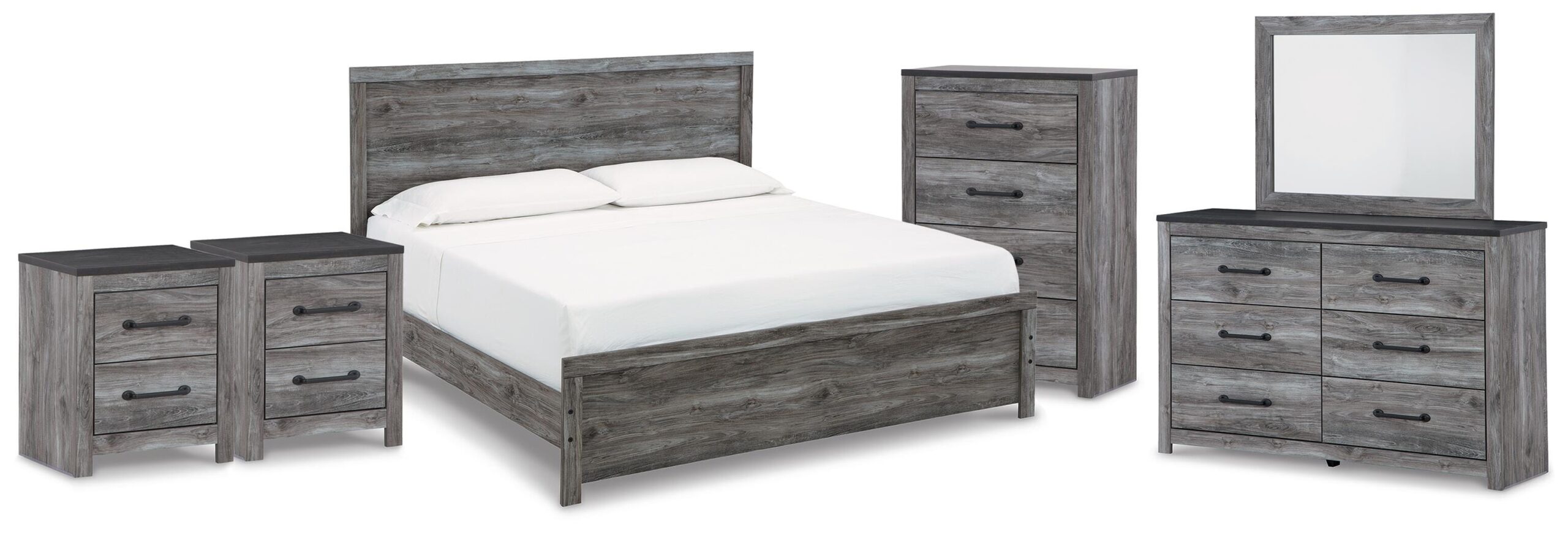 95735cb20fde941c3b1f69159f078778 Bronyan King Panel Bed, Dresser, Mirror, Chest and 2 Nightstands - Image 1