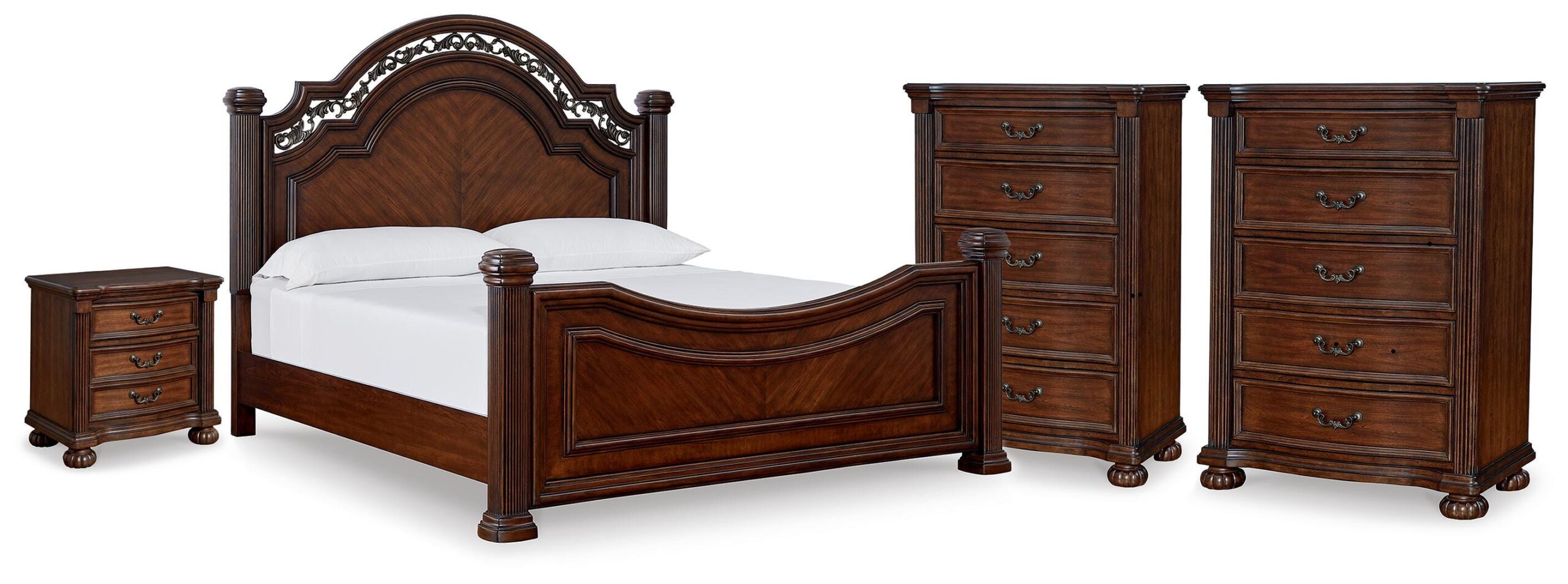 cf8d15e3883c118343b4ffc2f09ed54f Lavinton King Poster Bed, 2 Chests and Nightstand - Image 1