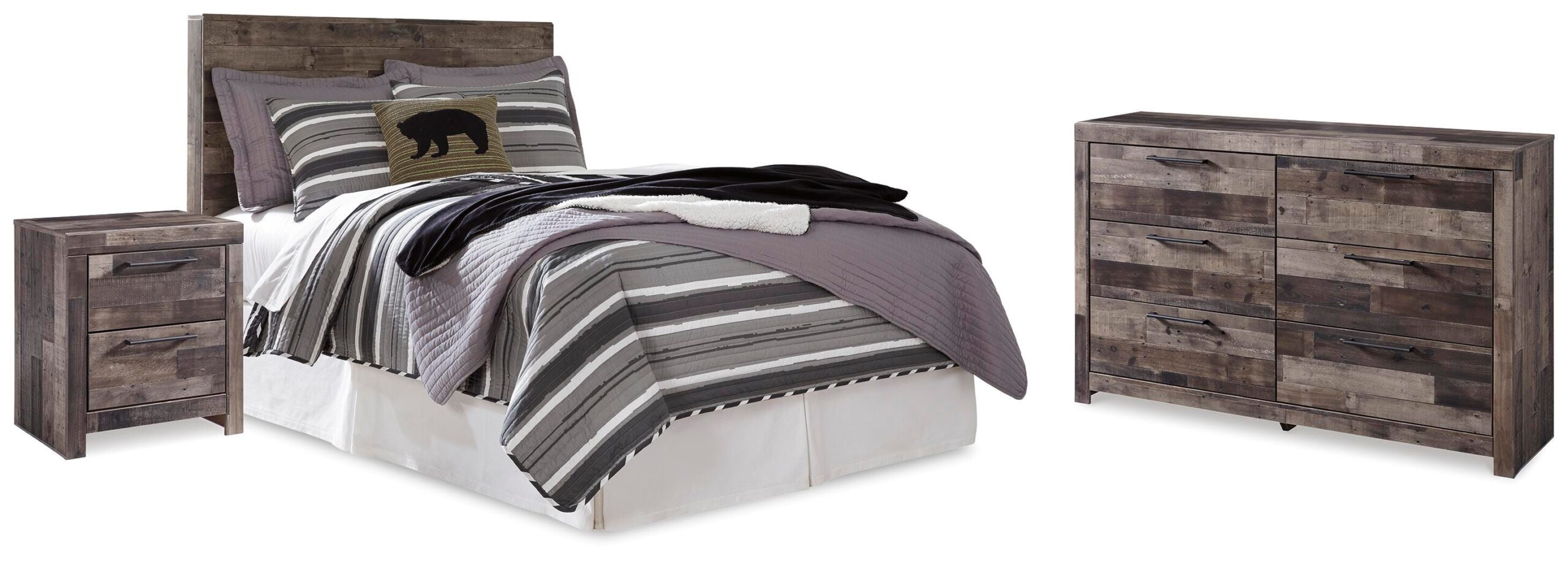 125980864f50880de2da48c8f629eb81 Derekson Full Panel Headboard, Dresser and Nightstand - Image 1