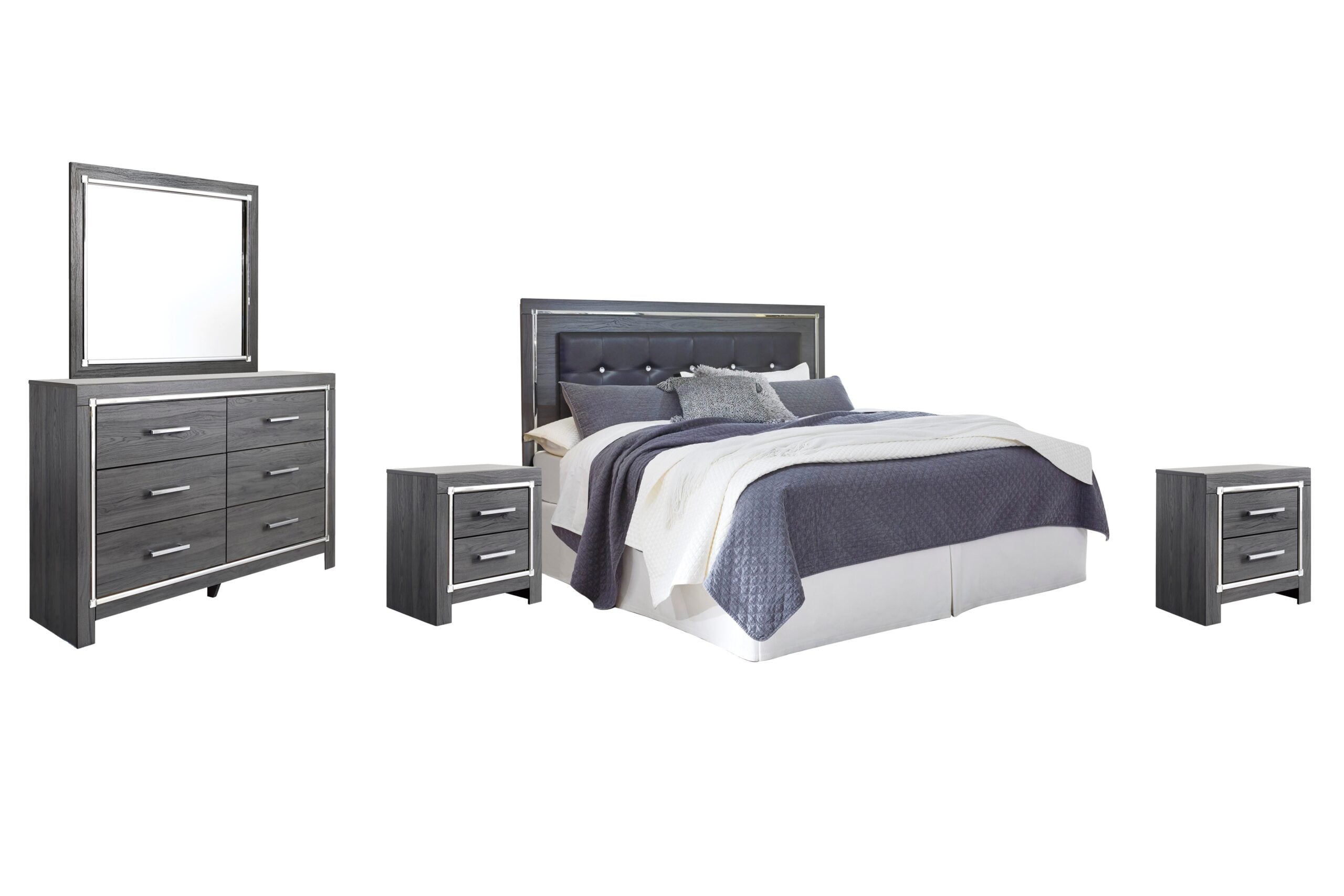 Lodanna King/Cal King Panel Headboard, Dresser, Mirror and 2 Nightstands