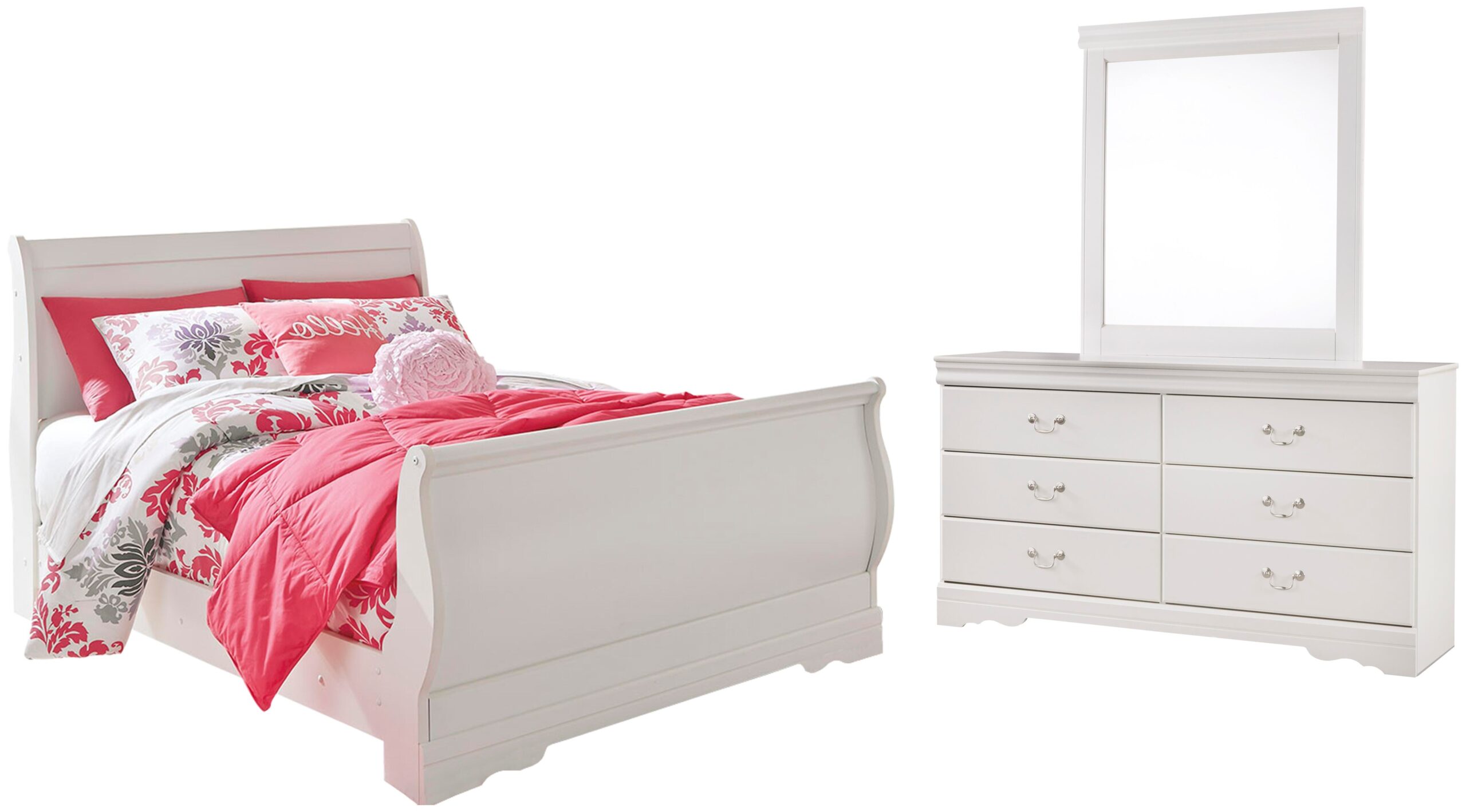 1f00141e474bf08567f21107b51bcf35 Anarasia Full Sleigh Bed with Dresser and Mirror - Image 1