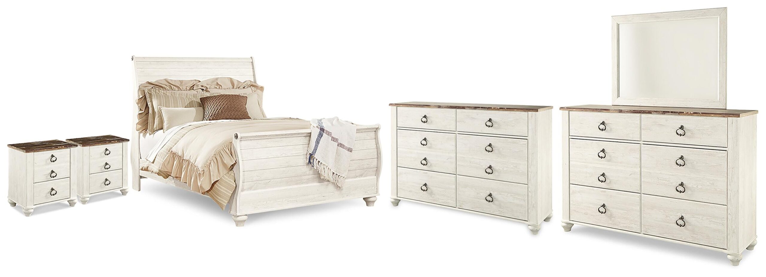 Willowton Queen Bed, Dresser, Mirror and Chest