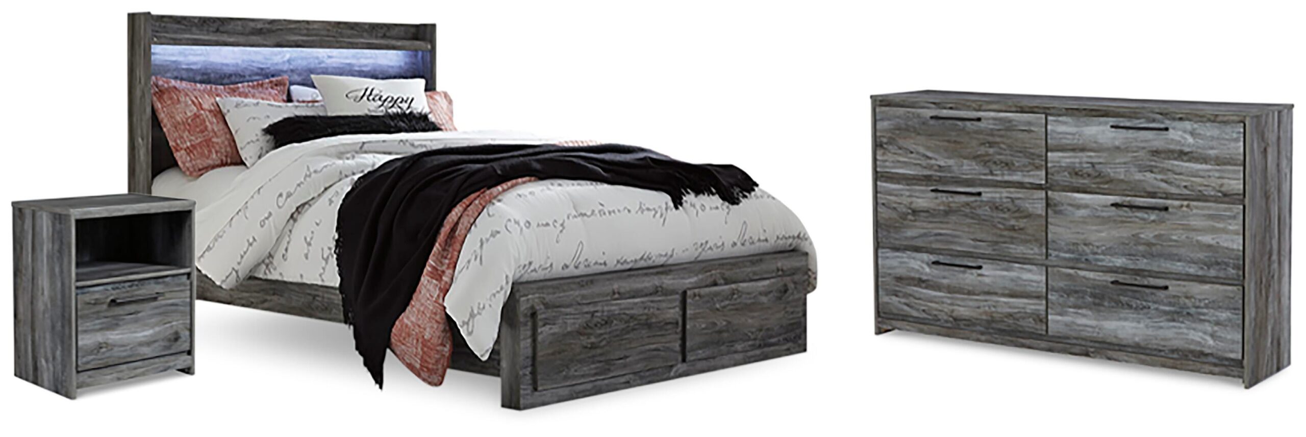 67a1fe6ee9f2524cd4c16d933b2f1232 Baystorm Queen Panel Storage Bed, Dresser and Nightstand - Image 1