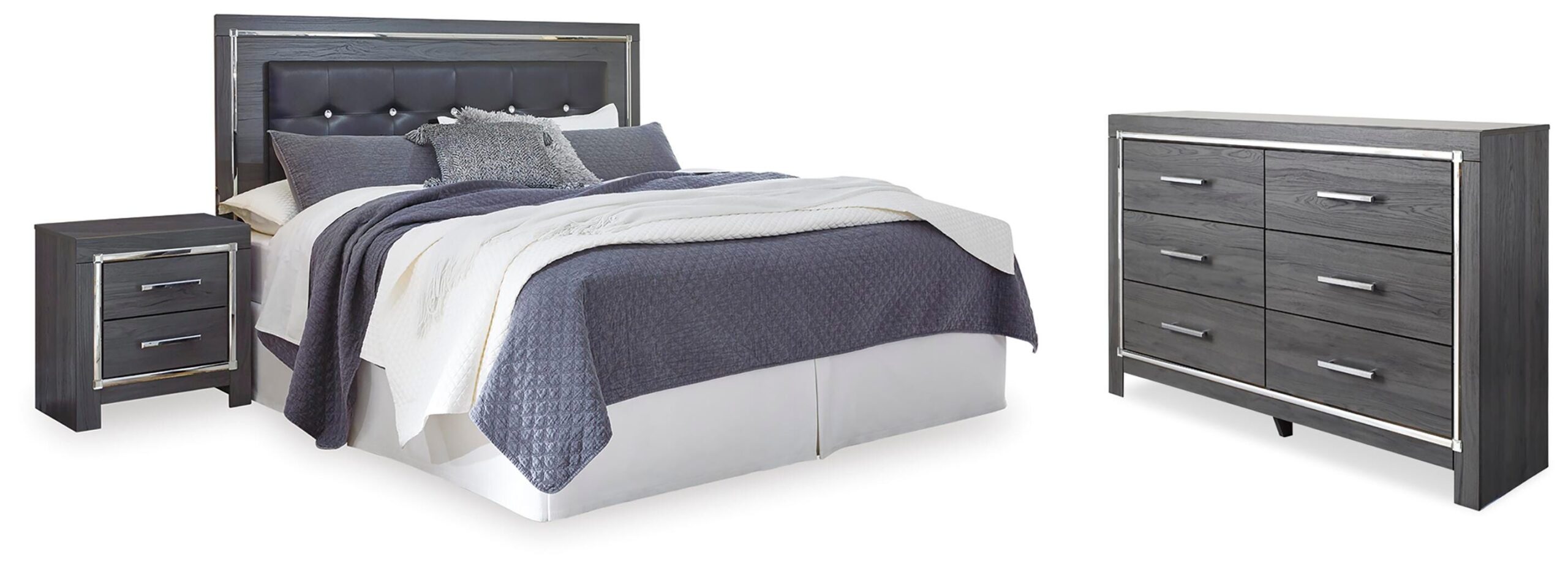 b52e6968df5e27e2af7140f7cf22871c Lodanna King/Cal King Panel Headboard, Dresser and Nightstand - Image 1