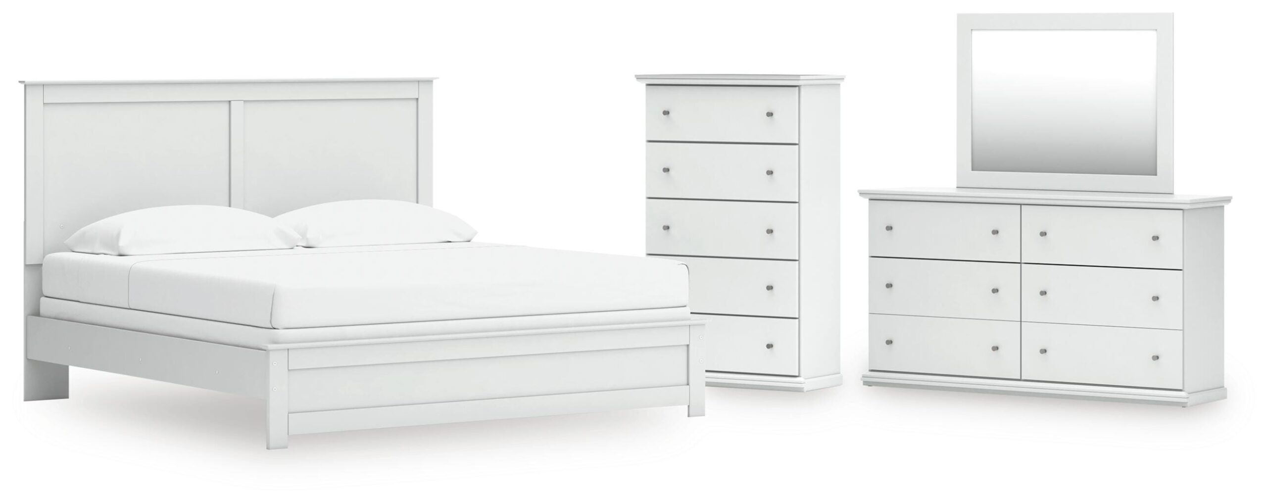 d5238e8bbeade8d0a271e361e5f86ded Bostwick Shoals King Panel Bed, Dresser, Mirror and Chest - Image 1