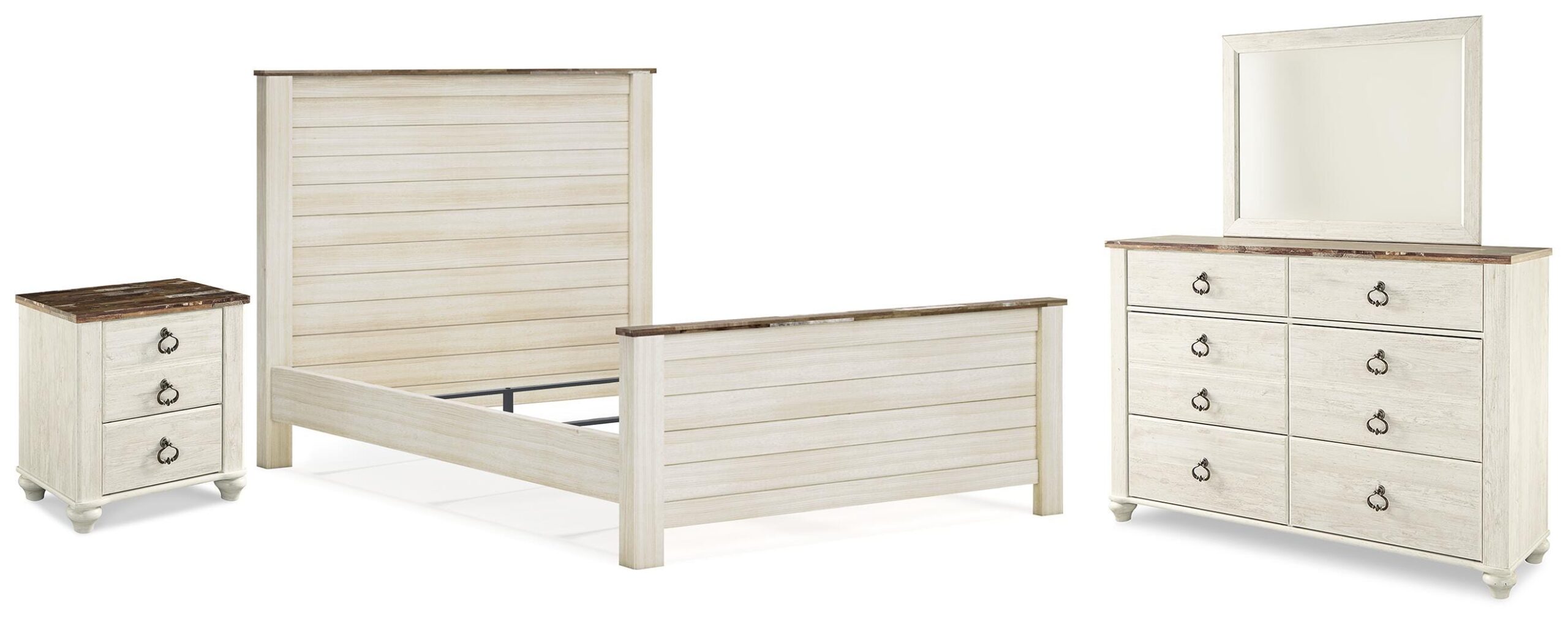 e0514b0ef40a4b42c054a952b25a40b3 Willowton Queen Panel Bed, Dresser, Mirror, and Nightstand - Image 1