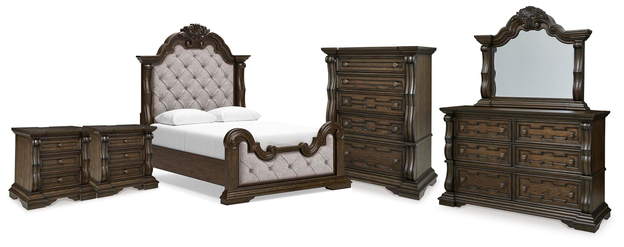 e4dcda53ea81a4d8377b5bb6d28ac5ee Maylee Queen Panel Bed, Dresser, Mirror, Chest and 2 Nightstands - Image 1